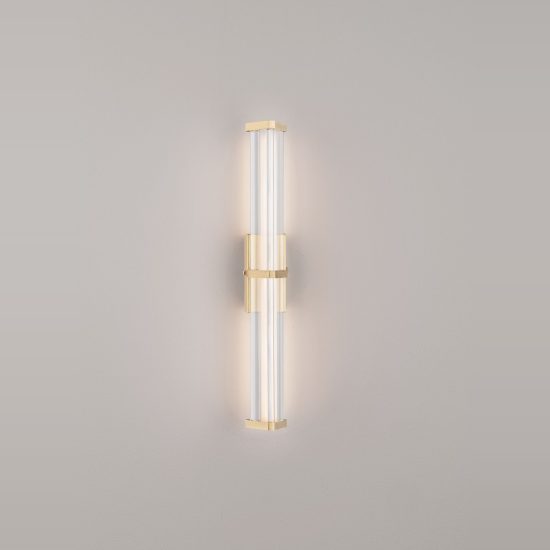 Applique led 7w 3000k elegante per specchio da bagno trasparente e oro
