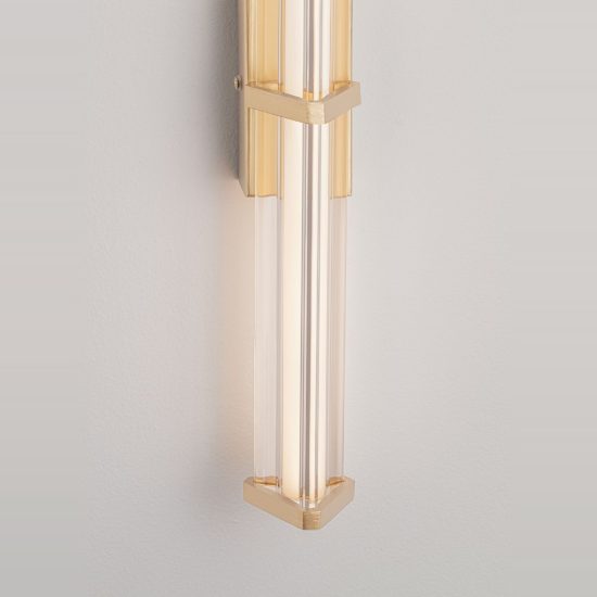 Applique led 7w 3000k elegante per specchio da bagno trasparente e oro