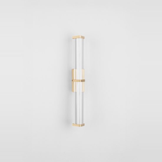 Applique led 7w 3000k elegante per specchio da bagno trasparente e oro