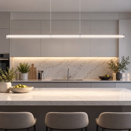 Lampadario a sospensione led 21w 3000k dimmerabile per cucina moderno trasparente nichel satinato