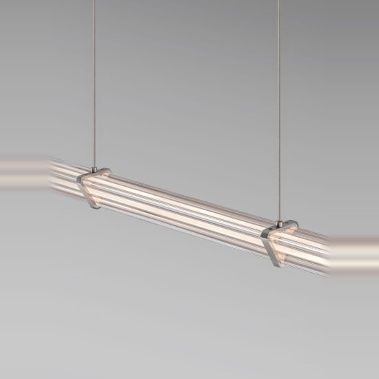 Lampadario a sospensione led 21w 3000k dimmerabile per cucina moderno trasparente nichel satinato