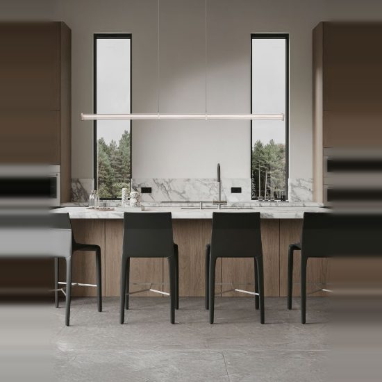 Lampadario a sospensione led 21w 3000k dimmerabile per cucina moderno trasparente nichel satinato