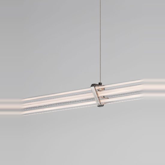 Lampadario a sospensione led 21w 3000k dimmerabile per cucina moderno trasparente nichel satinato