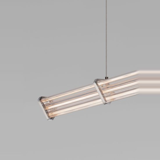 Lampadario a sospensione 88cm led 13w 3000k dimmerabile per isola cucina moderno cilindro trasparente