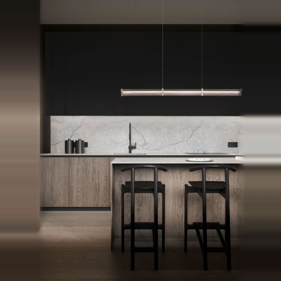 Lampadario a sospensione 88cm led 13w 3000k dimmerabile per isola cucina moderno cilindro trasparente