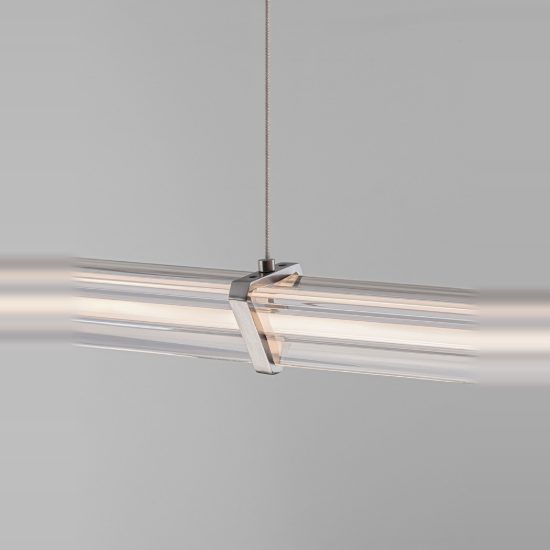 Lampadario a sospensione 88cm led 13w 3000k dimmerabile per isola cucina moderno cilindro trasparente