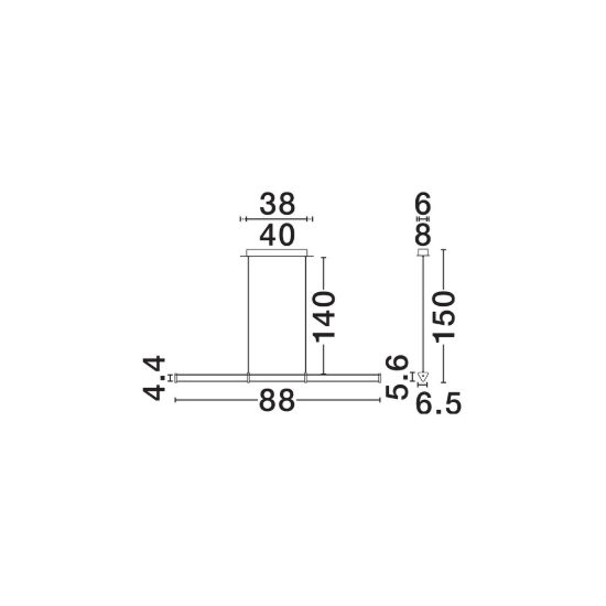 Lampadario a sospensione 88cm led 13w 3000k dimmerabile per isola cucina moderno cilindro trasparente