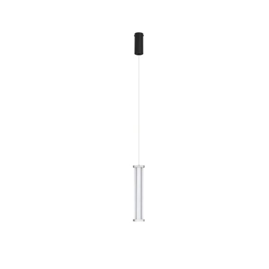 Lampada a sospensione led 6w 3000k dimmerabile per cucina moderna cilindrica trasparente e nichel satinato