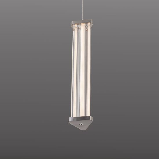 Lampada a sospensione led 6w 3000k dimmerabile per cucina moderna cilindrica trasparente e nichel satinato