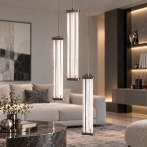 Lampadario a sospensione led 13w 3000k per soggiorno trasparente nichel