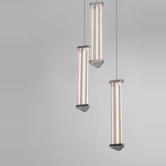 Lampadario a sospensione led 13w 3000k per soggiorno trasparente nichel