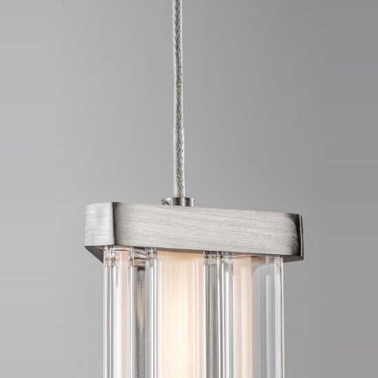 Lampadario a pendenti led 21w 3000k per soggiorno moderno cilindri trasparenti nichel