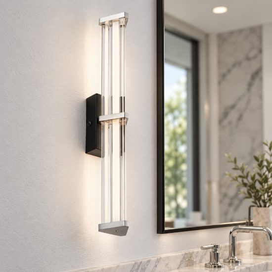 Applique per specchio da bagno elegante led 7w 3000k trasparente e nichel