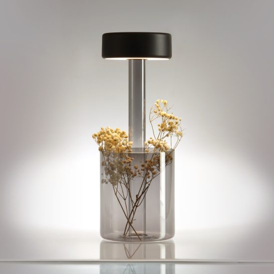 Lampada da tavolo portatile led cct 2200k 4000k dimmerabile grigio maytoni ai collaboratio