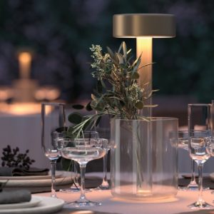Ai collaboration maytoni lampada da tavolo in vetro led cct 2200k 4000k dimmerabile