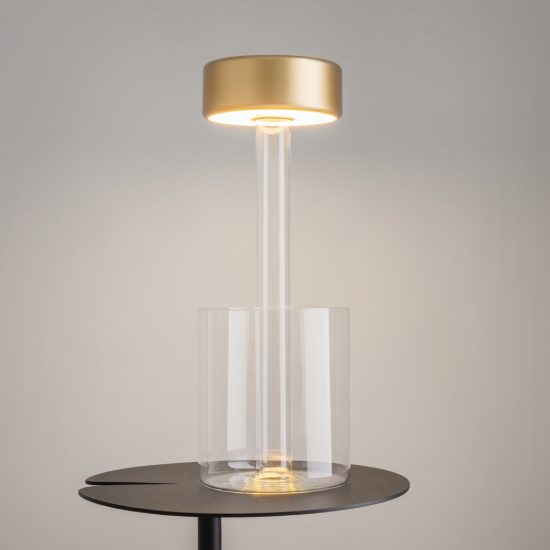 Ai collaboration maytoni lampada da tavolo in vetro led cct 2200k 4000k dimmerabile