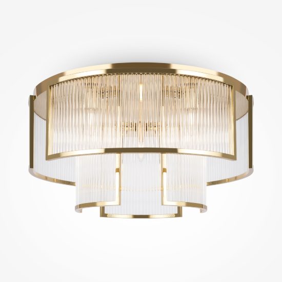 Plafoniera moderna tamburo oro per salotto 65cm maytoni frame