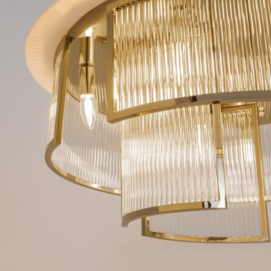 Plafoniera moderna tamburo oro per salotto 65cm maytoni frame