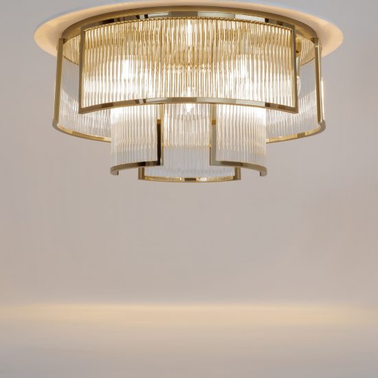 Plafoniera moderna tamburo oro per salotto 65cm maytoni frame