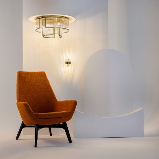 Plafoniera moderna tamburo oro per salotto 65cm maytoni frame