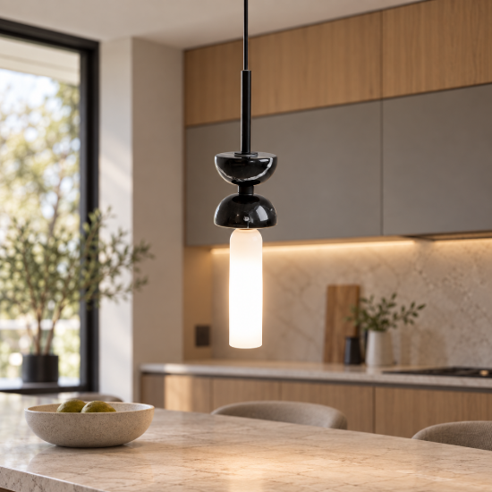 Maytoni kyoto lampada  a sospensione per cucina nera vetro