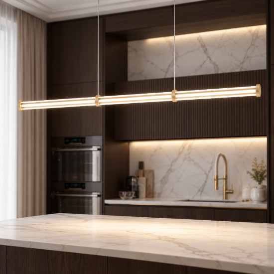 Lampadario led 21w 3000k dimmerabile a sospensione per cucina cilindrico dettagli oro