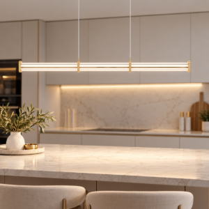 Lampadario lineare per cucina contemporanea a sospensione oro led 13w 3000k dimmerabile