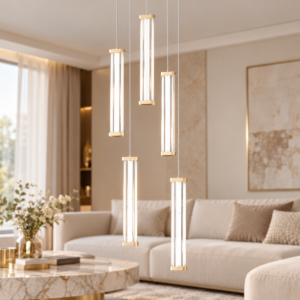 Lampadario moderno pendenti a sospensione per salone oro led 21w 3000k