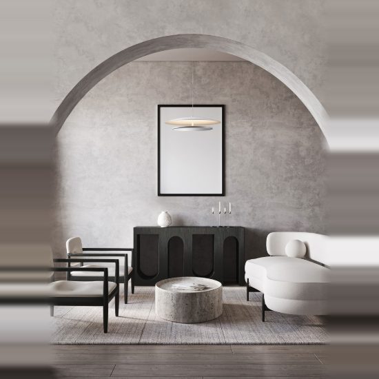 Lampadario saliscendi per cucina moderno disco bianco led 37w 3000k