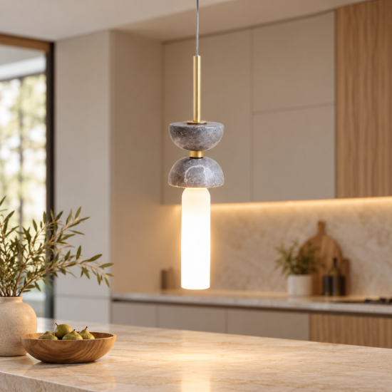 Maytoni kyoto lampada a sospensione per isola penisola cucina oro e grigio vetro