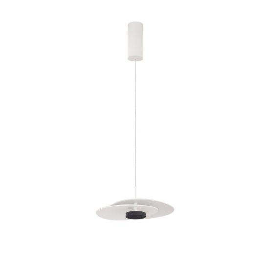 Lampadario saliscendi led 16w 3000k per cucina design moderno disco bianco