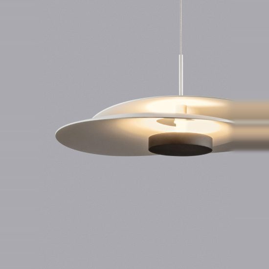 Lampadario saliscendi led 16w 3000k per cucina design moderno disco bianco