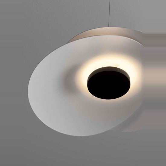 Lampadario saliscendi led 22w 3000k dimmerabile per cucina moderna disco bianco
