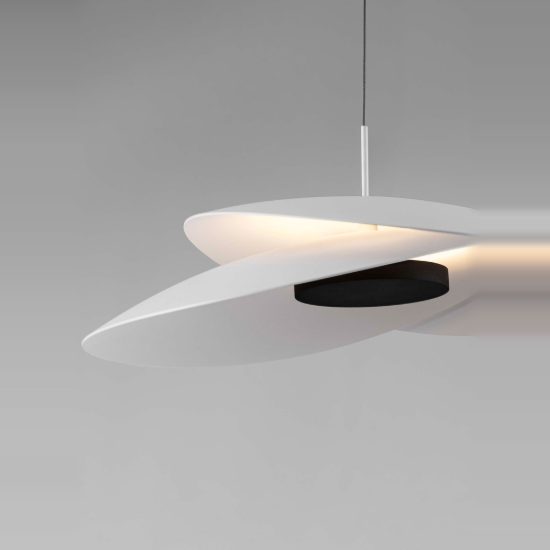 Lampadario saliscendi led 22w 3000k dimmerabile per cucina moderna disco bianco