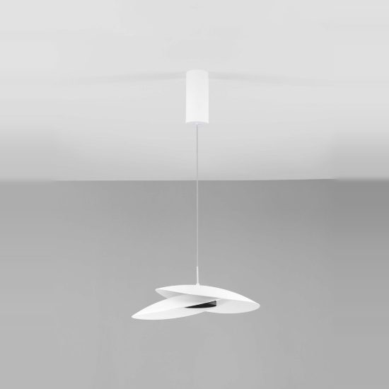 Lampadario saliscendi led 22w 3000k dimmerabile per cucina moderna disco bianco