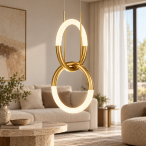 Lampadario moderno per salotto oro led 18w 3000k maytoni node