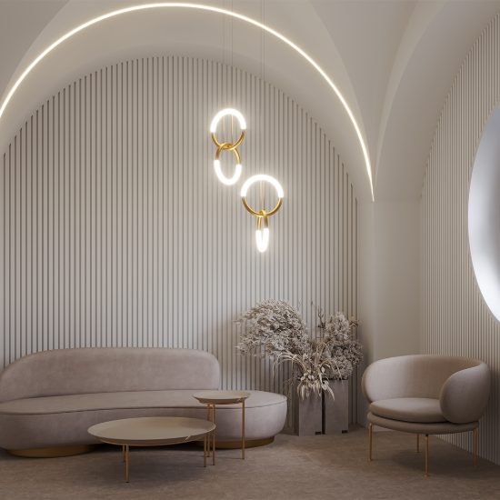 Lampadario moderno per salotto oro led 18w 3000k maytoni node