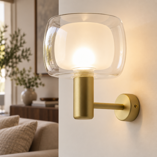 Maytoni vision applique moderna da parete oro vetro
