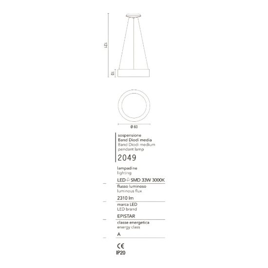 Lampadario moderno 60cm band diodi cerchio led 35w cct 3000k 4000k antracite