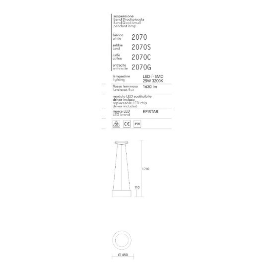 Affralux band diodi antracite lampadario cerchio led 45cm moderno 27w cct 3000k 4000k