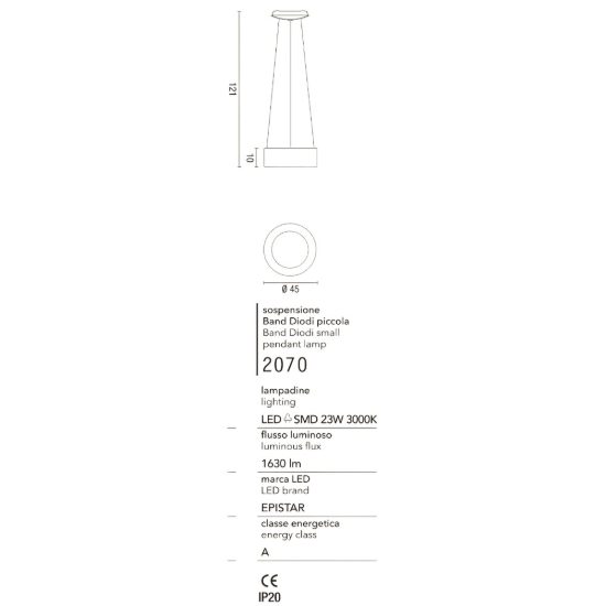 Affralux band diodi 45cm lampadario led 27w cct 3000k 4000k bianco moderno