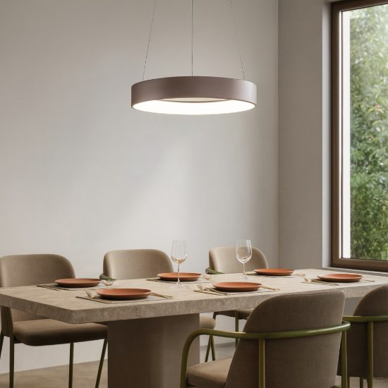 Affralux band diodi 80cm lampadario cerchio marrone caffe led 107w cct 3000k 4000k
