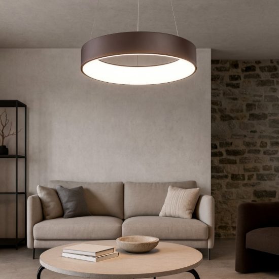Affralux band diodi 80cm lampadario cerchio marrone caffe led 107w cct 3000k 4000k