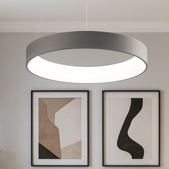 Affralux band diodi 80cm lampadario moderno per salone cerchio led antracite 107w cct 3000k 4000k