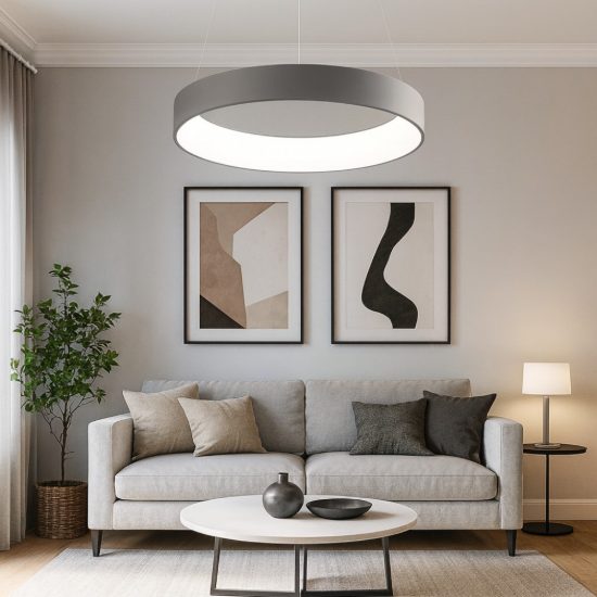 Affralux band diodi 80cm lampadario moderno per salone cerchio led antracite 107w cct 3000k 4000k