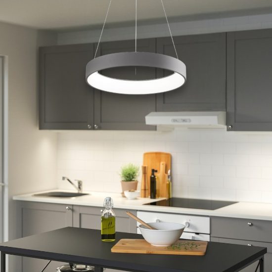 Affralux band diodi 80cm lampadario moderno per salone cerchio led antracite 107w cct 3000k 4000k