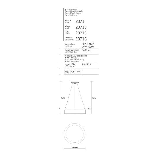 Affralux band diodi lampadario led 107w cerchio sabbia moderno cct 3000k 4000k