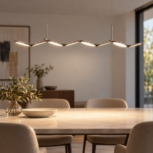Lampadario led 47w cct 2700k 3000k a sospensione per tavolo sala da pranzo oro champagne