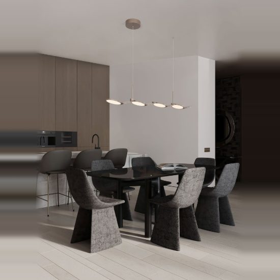 Lampadario led 47w cct 2700k 3000k a sospensione per tavolo sala da pranzo oro champagne