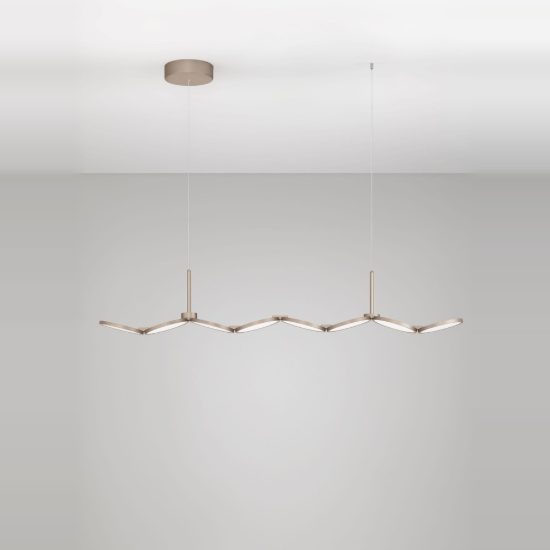 Lampadario led 47w cct 2700k 3000k a sospensione per tavolo sala da pranzo oro champagne